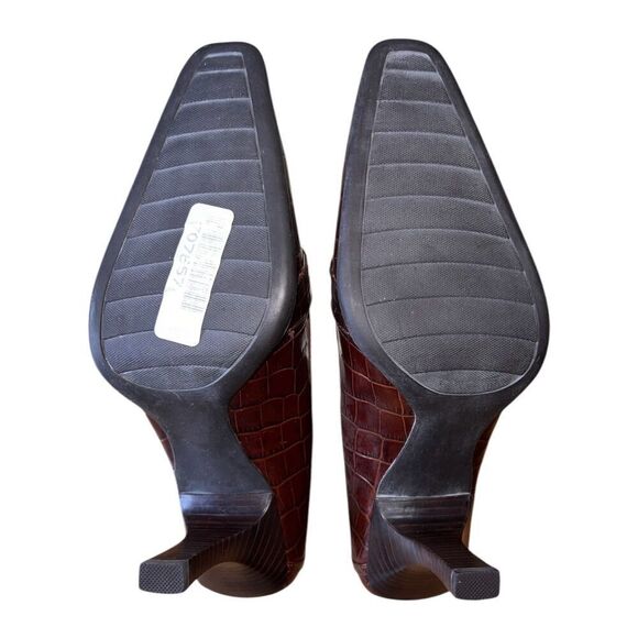 Alfani Step N Flex Brown Leather Square Toe Loafer Style Heel Women's Sz 10M NEW - Picture 9 of 11